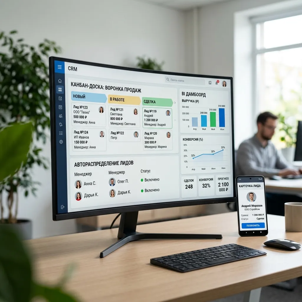 CRM с автораспределением лидов и BI-аналитикой