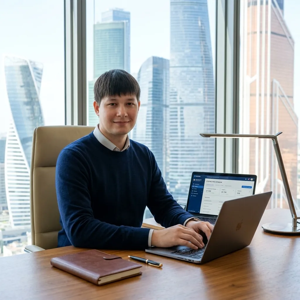 Дмитрий Жунёв за работой в офисе Novokod